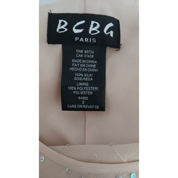 BCBG Paris 2 Silk Maxi Beige Embellished Dance Event New Years Classic Dress - Picture 6 of 6